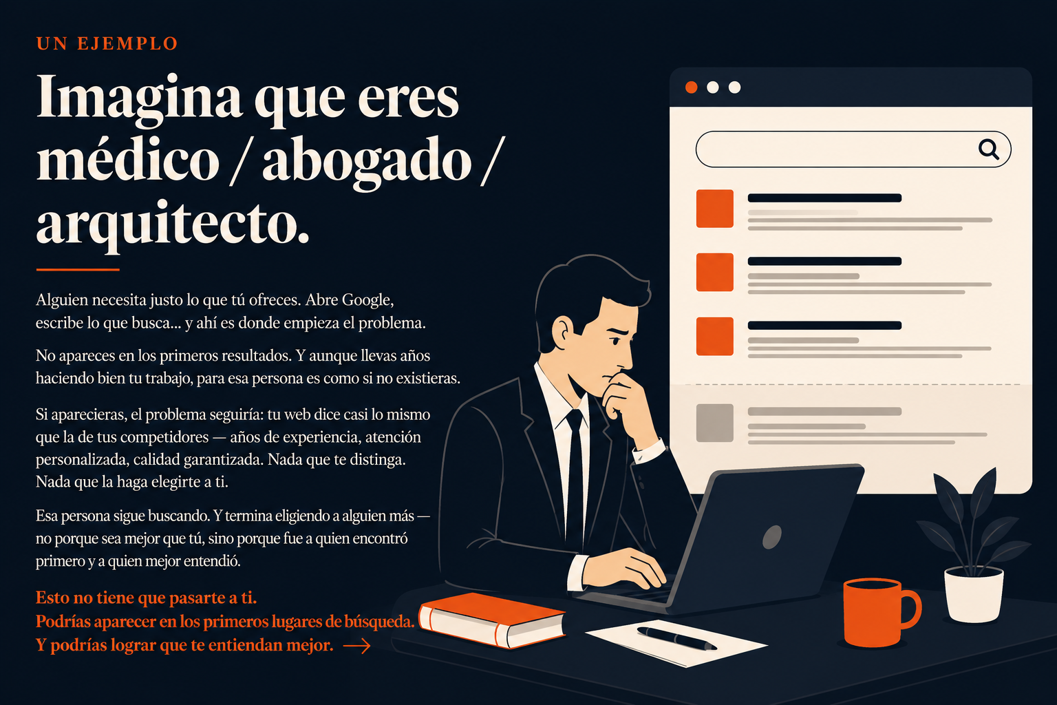 Un ejemplo: imagina que eres médico, abogado o arquitecto — la historia de por qué no te encuentran ni te entienden en Google
